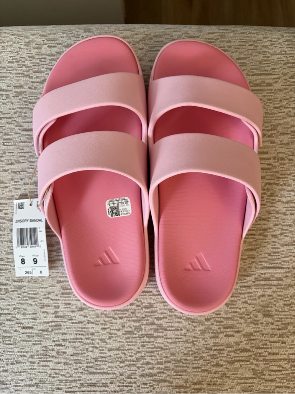 adidas Pink Double Strap Slide Sandals